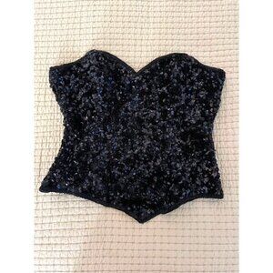 BUSTIER- Sexy black sequin  - M - Adrianna Papell"Evening"
